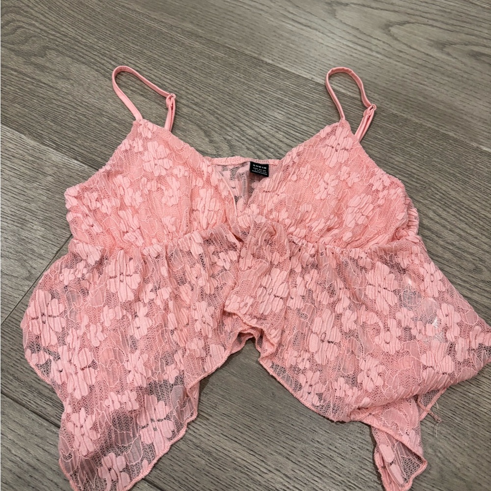 SHEIN Pink Floral Lace Camisole